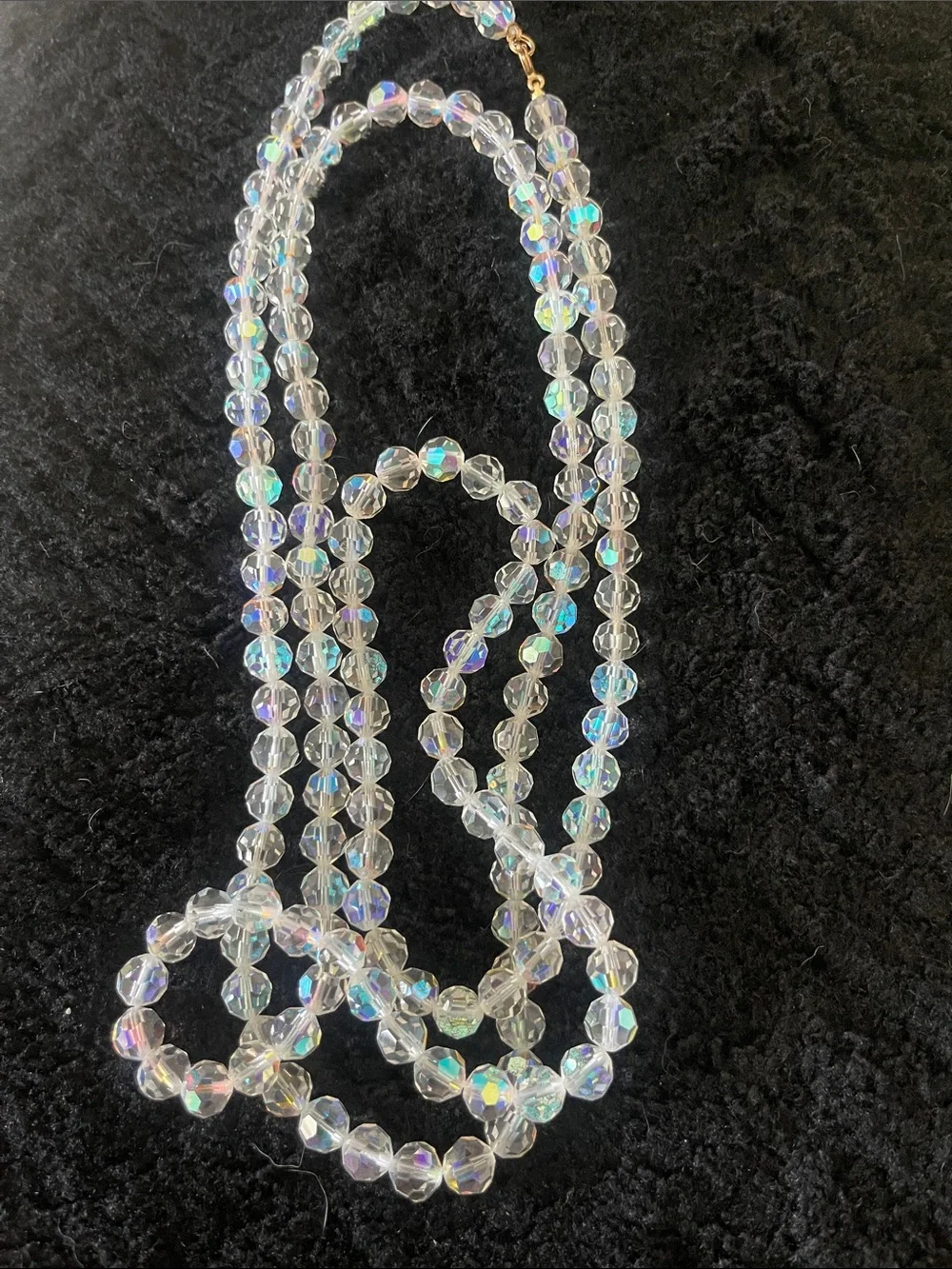 Iridescent Crystal Beaded Necklace - Clear